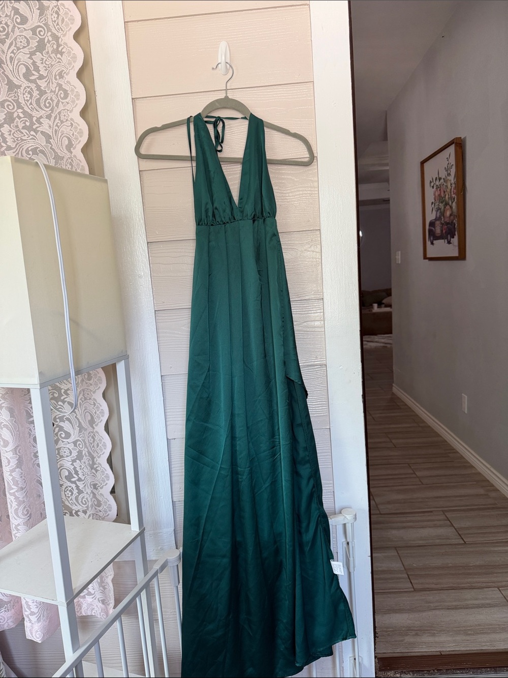 SHEIN emerald green Halter Maxi Dress